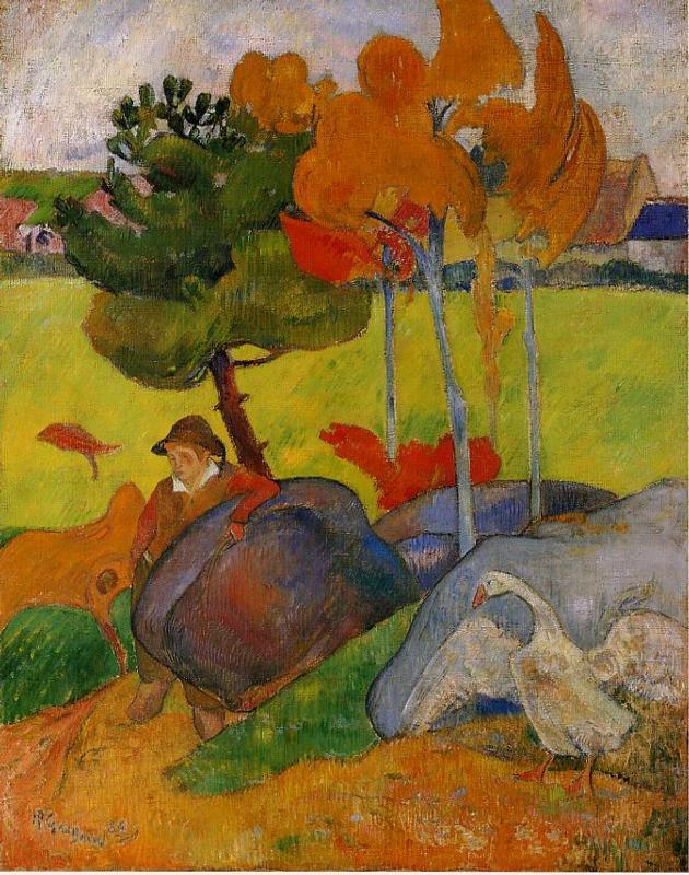 Breton Boy in a Landscape - Paul Gauguin Painting